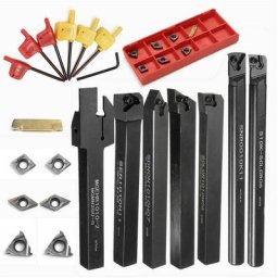 21Pcs Porte-Outil De Tournage, Tournage en Carbure Multifonctionnel Support Alésoir avec Inserts De