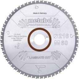 Lame de scie coupe stratifié - professionnel, 216x2,4/1,8x30 Z60 fz/tz 0° (628442000) - Metabo