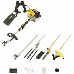Maxxgarden - Outil multifonction - 5 Extensions - Scie à Chaîne/ Débroussailleuse - Essence - Jaune