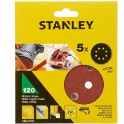 5 disques abrasifs corindons qualité supérieure anti encrassement grain 120 STA32037-XJ - Stanley