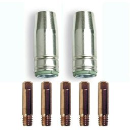 Kit mig one no gaz Awelco 2 Buses torche mig 12 x 54 mm ø 14 mm + 5 Tubes contacts 6 x 25 mm ø 0.8