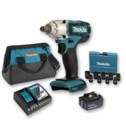 Boulonneuse à chocs 18V 190Nm 1/2 DTW190 avec 1 batterie 3Ah + Coffret 9 douilles + sac Makita