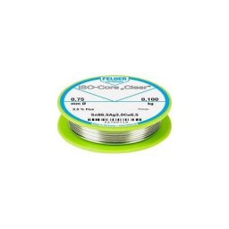 ISO-Core Clear SAC305 Étain à souder bobine Sn96,5Ag3Cu0,5 0.100 kg 0.75 mm - Felder Löttechnik