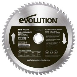 Lame de scie bois 255mm 60 Dents (Convient Aux Scies à Onglet & Scies Sur Table)