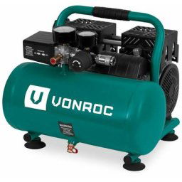 Pro Compresseur d'air silencieux - 750W – 1HP- 128 l/min. - Sans huile - Réservoir 6L - 8 bar