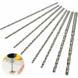 Set de Foret Extra Long 200mm 8Pcs , Foret en Acier à Grande Vitesse, Tige Droite avec Diamètre de