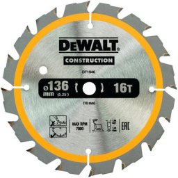 DT1946 -qz - Feuille de scie circulaire portable pour construction 136 x10mm 16T (dc)
