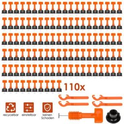 Kit de Système de Nivellement 110pcs Leveller de Carrelage Réutilisable Niveleur de Tuiles Type t