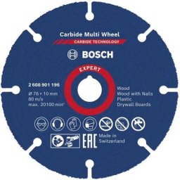 Bosch - disque à tronçonner carbure speed multi-matériaux Ø76 x 10MM 2608901196