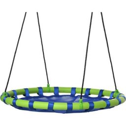 Balançoire nid d'oiseau ronde balançoire panier ø 100 x 120-180H cm accessoires inclus bleu vert