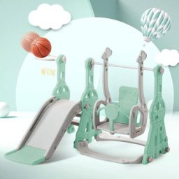 LBF - Aire de jeux 4 en 1 - Convient pour l'intérieur et l'extérieur - avec balançoire, panier de