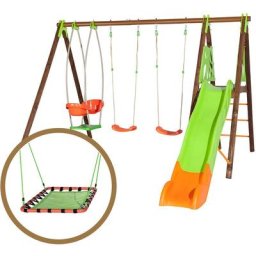 Trigano - Portique Zambo en bois et métal + tapis volant