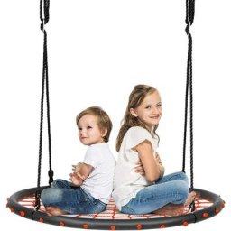 Balançoire nid d'oiseau rond 100cm balançoire d'arbre en plein air pour enfants charge maximale 150