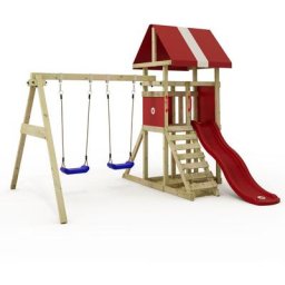 Tour de jeux DinkyHouse avec balançoire & toboggan, cabane avec bac à sable, échelle à grimper &