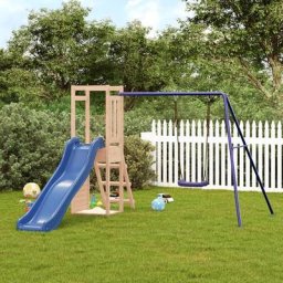 Aire de Jeux Maisonnette de jeu avec toboggan et balançoire - Maison de jeu - pin massif BV218072