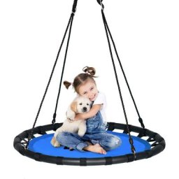 Nid de Balançoire pour Enfants φ100cm Extérieure, Balançoire Ronde Réglable en Hauteur de 100 à 160