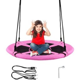 Balançoire Nid d'Oiseau Rond 100 cm de Diamètre pour Arbre Supporté de Charge Maximale 150 kg