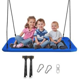 Balançoire Nid d'Oiseau Rectangulaire pour Enfants Réglable en Hauteur 120- 180 CM,Chaise Suspendue
