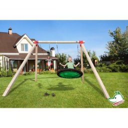 Portique Tabaluga balançoire en bois, double avec nid d'oiseau WEKA - Naturel