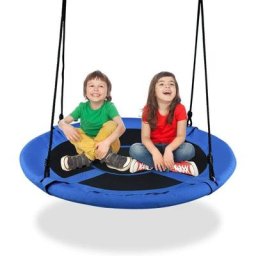 Balancoire Nid d'Oiseau Rond, Balancoire de Jardin en Tissu Oxford et pp, Ø100CM, Hauteur Reglable