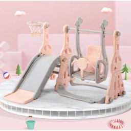 LBF - Aire de jeux 4 en 1 - Convient pour l'intérieur et l'extérieur - avec balançoire, panier de