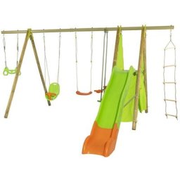 Trigano - Station de jeux bois poutre métal 2,30 m Techwood impala - 8 enfants - Bois