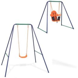 Balançoire simple 2-en-1 et balançoire pour tout-petits Orange Vidaxl Orange