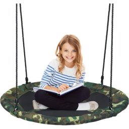 Balançoire Nid d'Oiseau Ronde Ø100CM pour Enfant Hauteur Réglable 100-160CM Charge 150 kg avec