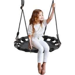 Balançoire nid d'oiseau ronde balançoire panier ø 60 x 3,5H cm 4 anneaux inclus métal époxy