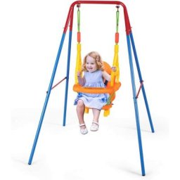 Balançoire pour Enfants avec Portique Siège avec Dossier,Accoudoir et Ceinture Sécurité pour Bébé