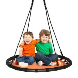 Nid de Balançoire pour Enfants φ100cm Extérieure, Balançoire Ronde Réglable en Hauteur de 100 à 160