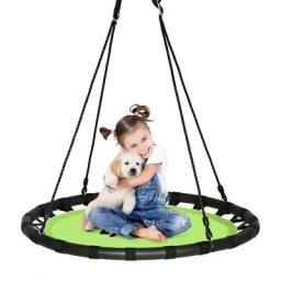 Balancoire Nid d'Oiseau en Teslin Reglable en Hauteur, Balancoire Ronde ø 100CM pour Enfants et