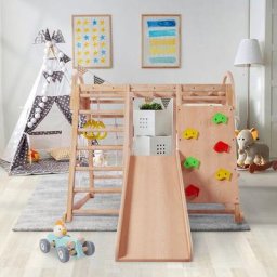 LBF - Aire de jeux multifonctionnelle 7 en 1 - avec toboggan, balançoire, échelle, filet