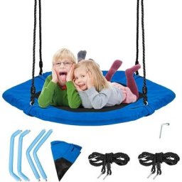 Nid de Balançoire pour Enfants φ100cm Extérieure, Balançoire Ronde Réglable en Hauteur de 100 à 160