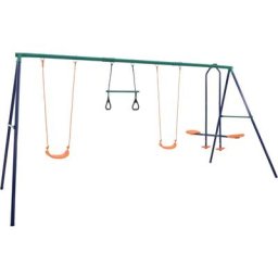 Ensemble de balançoire et anneaux de gymnastique 4 places Acier vidaXL - N/A