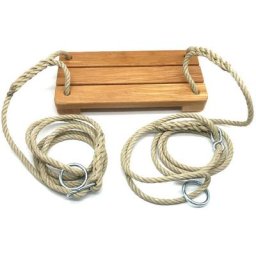Agrès balançoire en bois 20 x 40 cm cordage pp avec 2 anneaux et 2 huits de réglage (portique 2 à 3