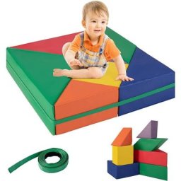 Costway - 7PCS Modules de Motricitéen Mousse avec Housse en pu Blocs de Construction d'Escalade