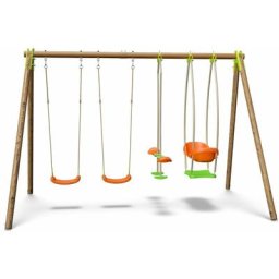 Trigano - Portique bois poutre métal 2,30 m Techwood Premium bongo - 6 enfants - Bois