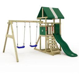 Tour de jeux DinkyHouse avec balançoire & toboggan, maison dans l'arbre avec bac à sable, échelle à
