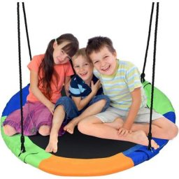 Balançoire Nid d'Oiseau Ronde Ø100CM pour Enfant Hauteur Réglable 100-160CM Charge 150 kg avec