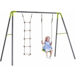 Balançoire 2 agrès portique avec balançoire et échelle dim. 2,65L x 1,38l x 1,75H m métal époxy