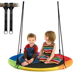 Balancoire Nid d'Oiseau Rond pour Enfant, Adulte Ø100CM avec Cordes de Suspensions Reglables