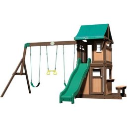 Lakewood Maisonnette en bois avec Balancoires Toboggan et Banc Bois de Cèdres, Résistant aux