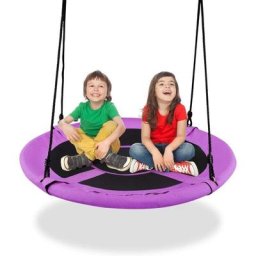Balancoire Nid d'Oiseau Rond, Balancoire de Jardin en Tissu Oxford et pp, Ø100CM, Hauteur Reglable