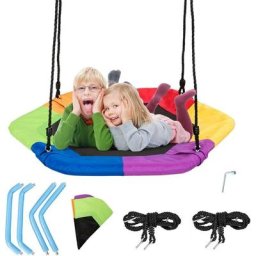 Nid de Balançoire pour Enfants φ100cm Extérieure, Balançoire Ronde Réglable en Hauteur de 100 à 160