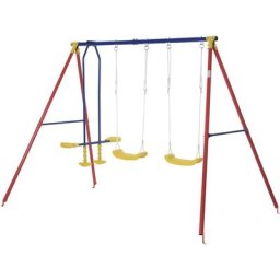Balançoire 3 agrès portique avec 2 balançoires et face à face dim. 2,9L x 1,8l x 1,96H m métal
