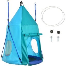 Balançoire nid d'oiseau ronde balançoire panier ø 1,1 x 1,5H m - tente amovible incluse