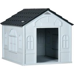 Pawhut - Niche chien style cottage dim. 65L x 75l x 63H cm - motifs fenêtres, porte, aération - pp