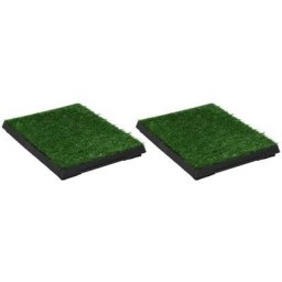 Tapis pour animaux 2 pcs avec plateau et gazon artificiel Vert Vidaxl n/a