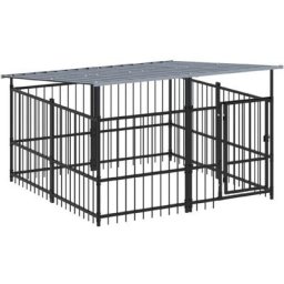 Extraire la clôture de cage à chiens extérieurs avec un toit en acier de taille différente taille :